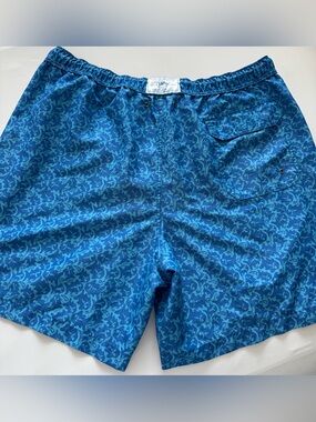 Southern Tide Blue Patterned Swim Board Shorts with Fish Motif. XL